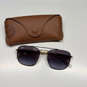 RB3588 Ray-Ban Black and Gold Square Sunglasses